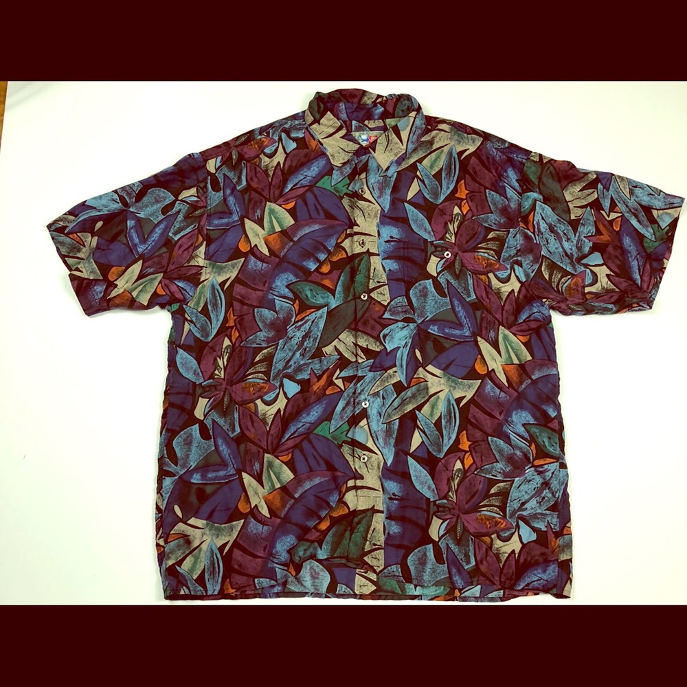 🌴VTG Hilo Hattie 100% silk XL men’s button down🌴